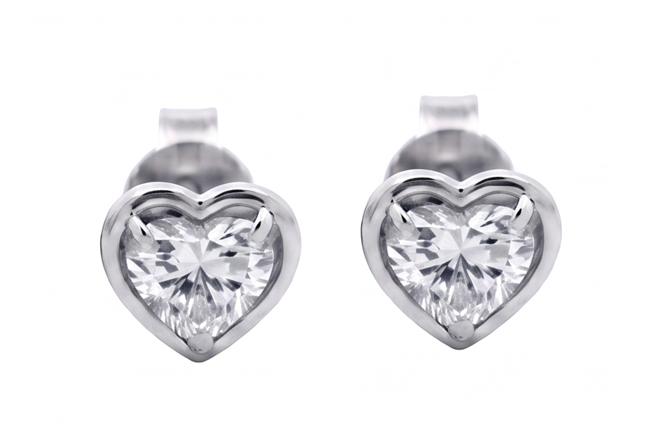 Heart Cut Lab Grown Diamonds 1.50 Carat White Gold Stud Earring