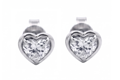Heart Cut Lab Grown Diamonds 1.50 Carat White Gold Stud Earring