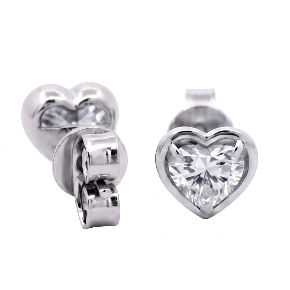 Heart Cut Lab Grown Diamonds 1.50 Carat White Gold Stud Earring