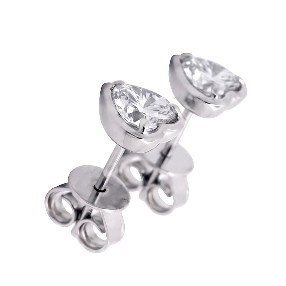 Heart Cut Lab Grown Diamonds 1.50 Carat White Gold Stud Earring