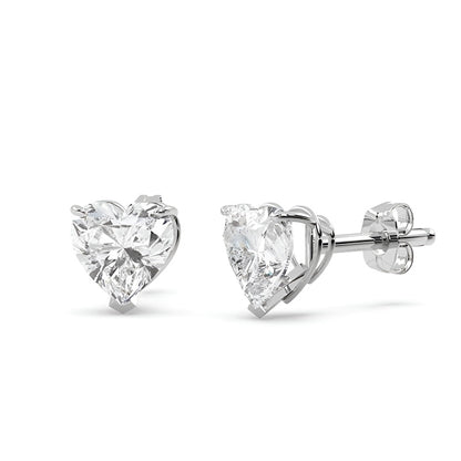 Heart Shape 3.00 Carats GIA Certified Lab Grown Diamonds Studs Earrings White Gold 14K