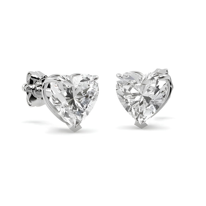 Heart Shape 3.00 Carats GIA Certified Lab Grown Diamonds Studs Earrings White Gold 14K