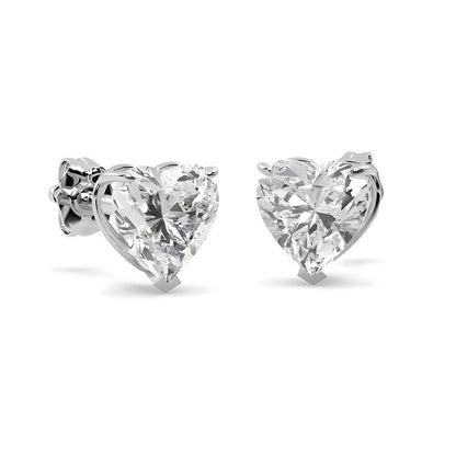 Heart Shape 3.00 Carats GIA Certified Lab Grown Diamonds Studs Earrings White Gold 14K