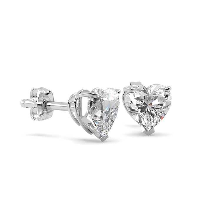 Heart Shape 3.00 Carats GIA Certified Lab Grown Diamonds Studs Earrings White Gold 14K
