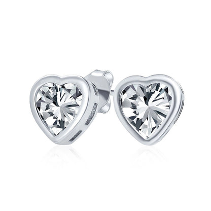 Heart Shape GIA Certified Lab Grown Diamond Studs Bezel Ladies Earrings 4 Carats