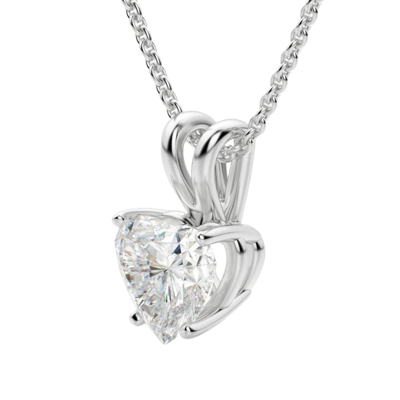 Heart Shape Lab Grown Diamond Pendant Necklace 2 Carats White Gold 14K GIA CERTIFIED