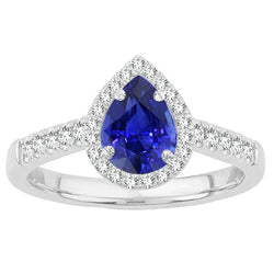 Natural Real ( Not Lab Grown )  Heirloom Sapphire Halo Wedding Ring