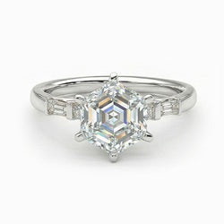 Hexagon Cut Natural Real Diamond ( Not Lab Grown ) Ring for Women