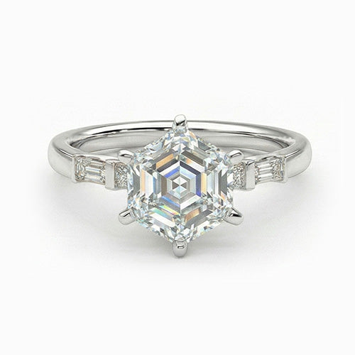 Hexagon Cut Natural Real Diamond ( Not Lab Grown ) Ring for Women