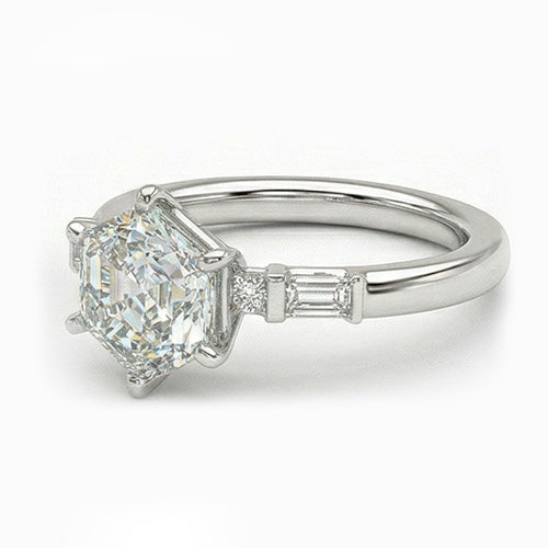 Hexagon Cut Natural Real Diamond ( Not Lab Grown ) Ring for Women