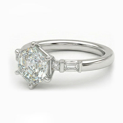Hexagon Cut Natural Real Diamond ( Not Lab Grown ) Ring for Women