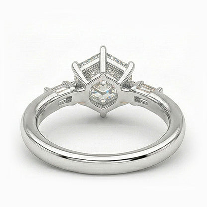 Hexagon Cut Natural Real Diamond ( Not Lab Grown ) Ring for Women