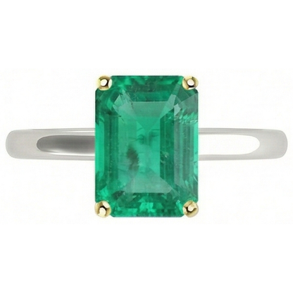 Natural Real ( Not Lab Grown ) Hidden Halo Engagement Ring Green Emerald GIA Dainty Jewelry