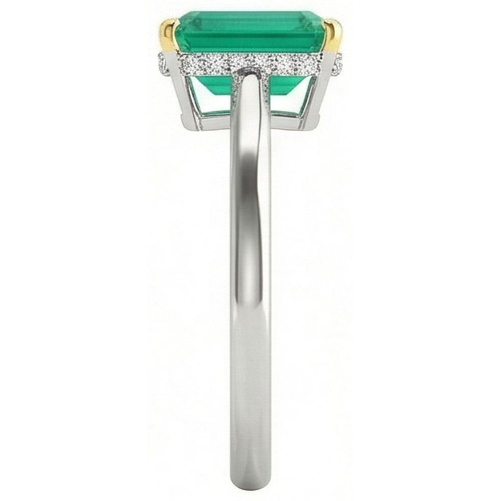 Natural Real ( Not Lab Grown ) Hidden Halo Engagement Ring Green Emerald GIA Dainty Jewelry