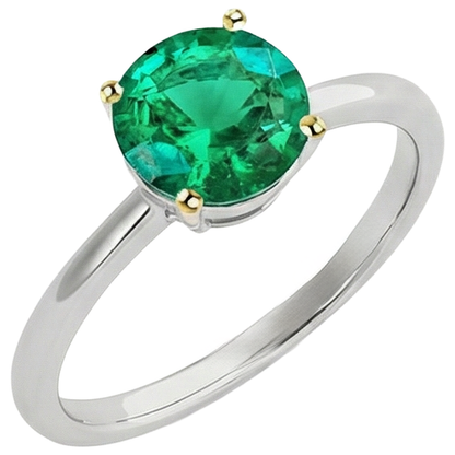 Natural Real ( Not Lab Grown ) Hidden Halo Green Emerald GIA Ring Round Cut