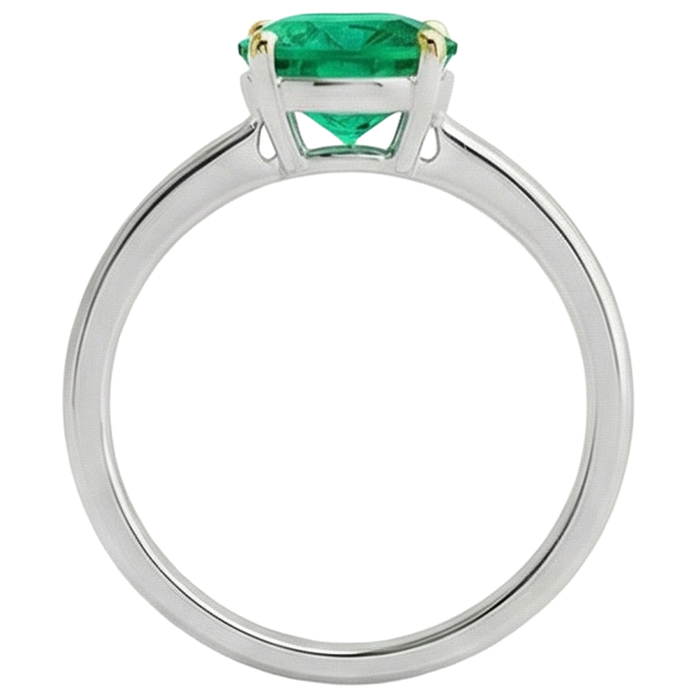 Natural Real ( Not Lab Grown ) Hidden Halo Green Emerald GIA Ring Round Cut