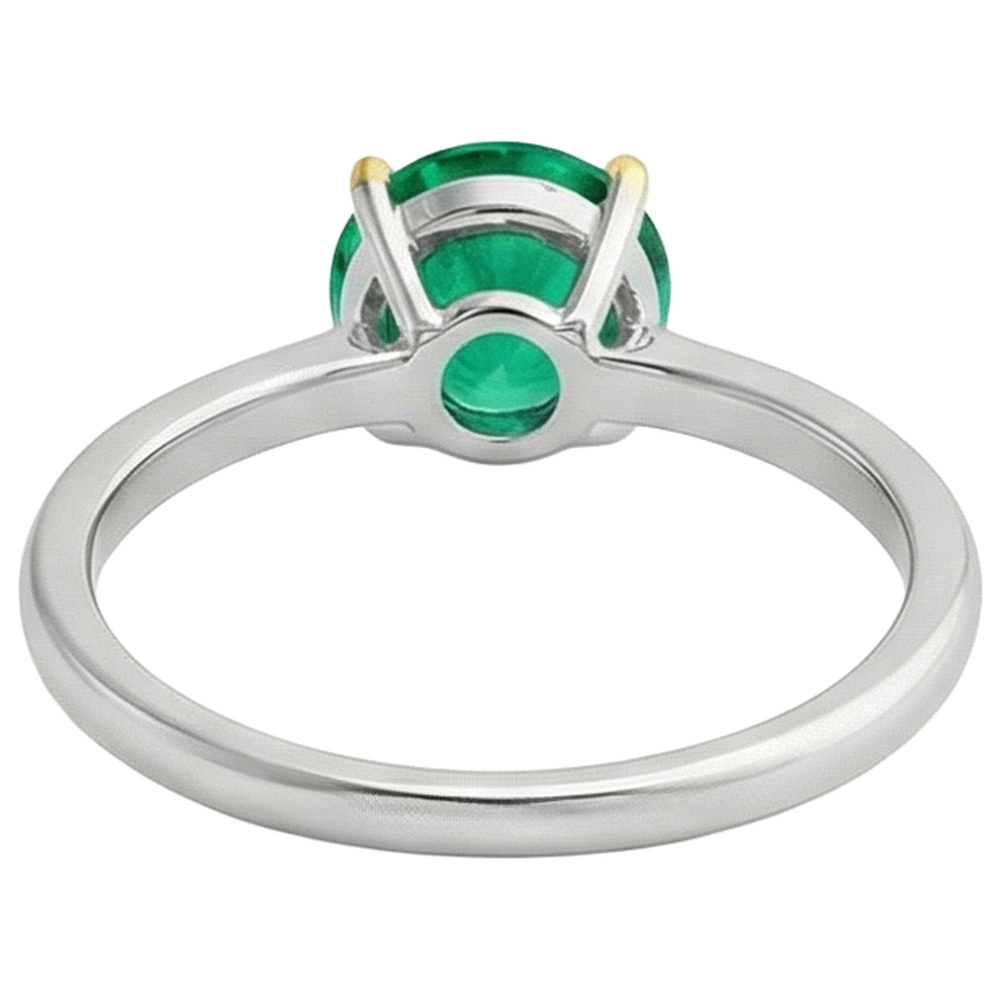 Natural Real ( Not Lab Grown ) Hidden Halo Green Emerald GIA Ring Round Cut