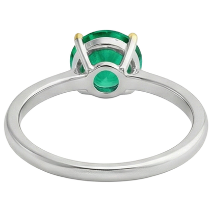 Natural Real ( Not Lab Grown ) Hidden Halo Green Emerald GIA Ring Round Cut