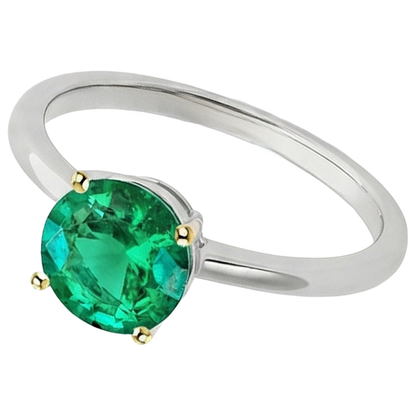 Natural Real ( Not Lab Grown ) Hidden Halo Green Emerald GIA Ring Round Cut