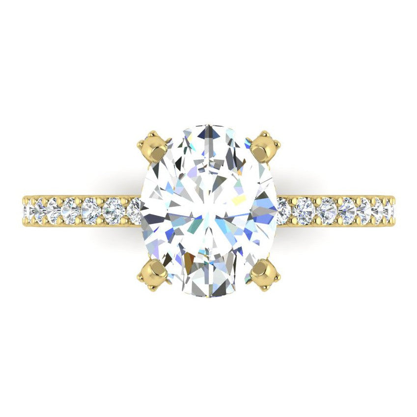 Hidden Halo Oval Pave Real Diamond Ring