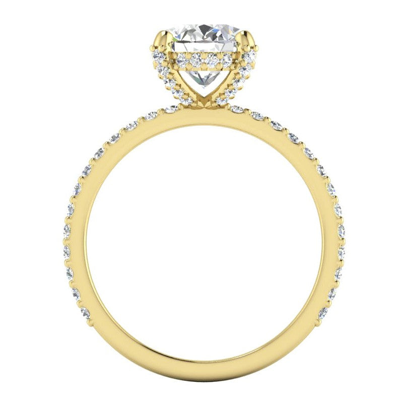 Hidden Halo Oval Pave Real Diamond Ring