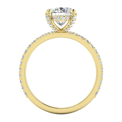 Hidden Halo Oval Pave Real Diamond Ring