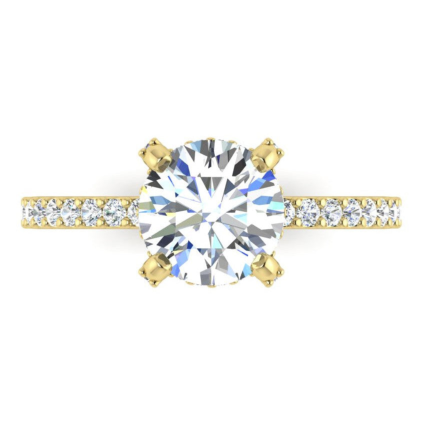 Hidden Halo Round Pave Real Diamond Ring