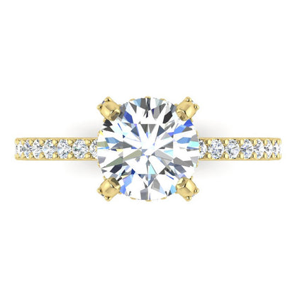 Hidden Halo Round Pave Real Diamond Ring