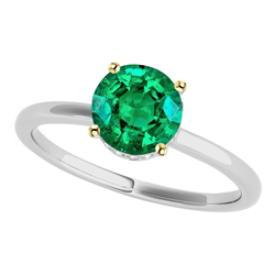 Natural Real ( Not Lab Grown ) Hidden Halo Green Emerald GIA Ring Round Cut