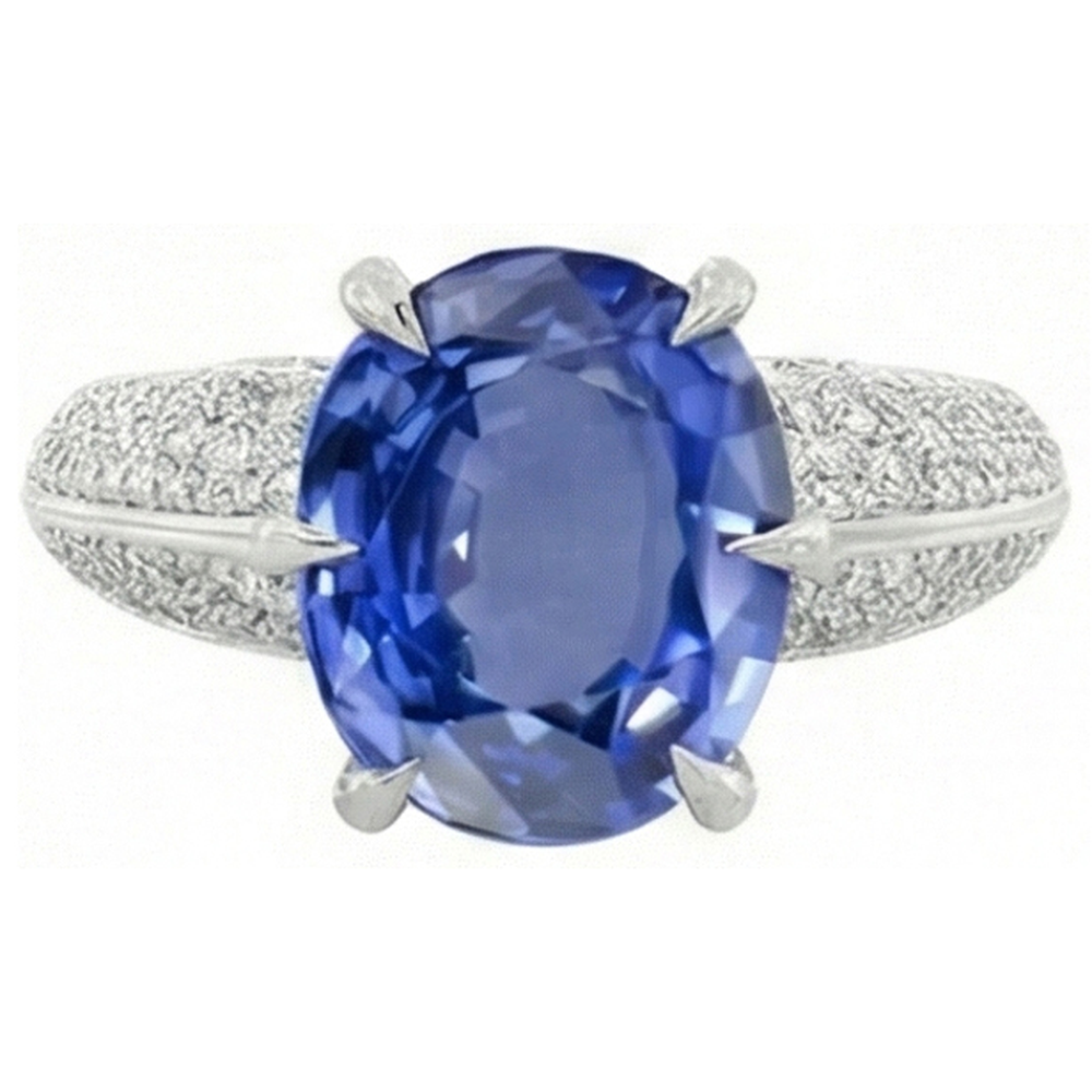 natural round sapphire 2.50ct ring front view