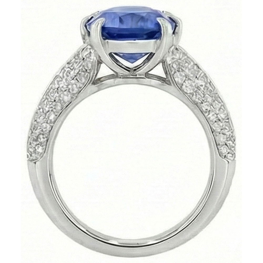 natural round sapphire 2.50ct ring on white background