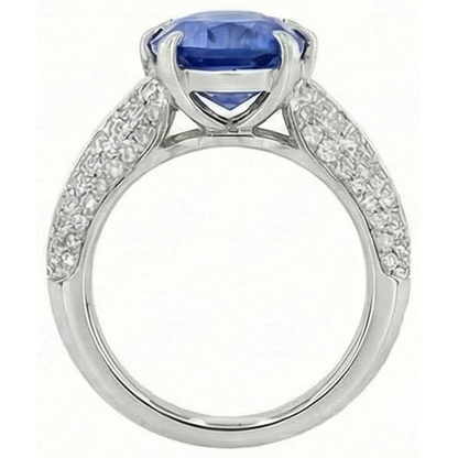 natural round sapphire 2.50ct ring on white background