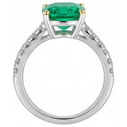 Natural Real ( Not Lab Grown ) Huge Cushion Green Emerald GIA Ring For Women