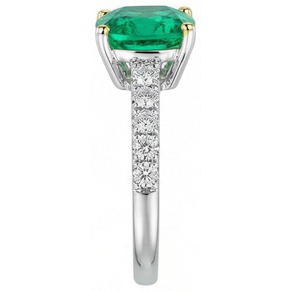 Natural Real ( Not Lab Grown ) Huge Cushion Green Emerald GIA Ring For Women