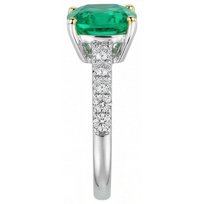 Natural Real ( Not Lab Grown ) Huge Cushion Green Emerald GIA Ring For Women