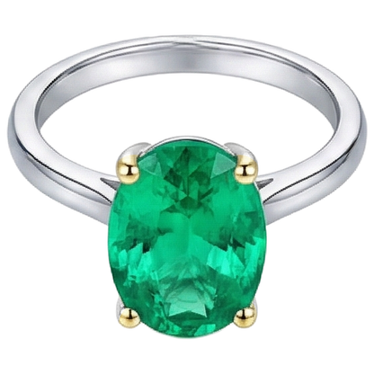 Natural Real ( Not Lab Grown ) Huge Oval Cut Green Emerald GIA Solitaire Ring