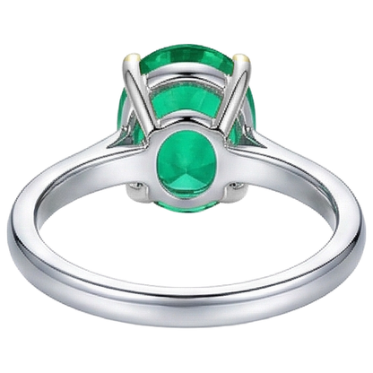 Natural Real ( Not Lab Grown ) Huge Oval Cut Green Emerald GIA Solitaire Ring