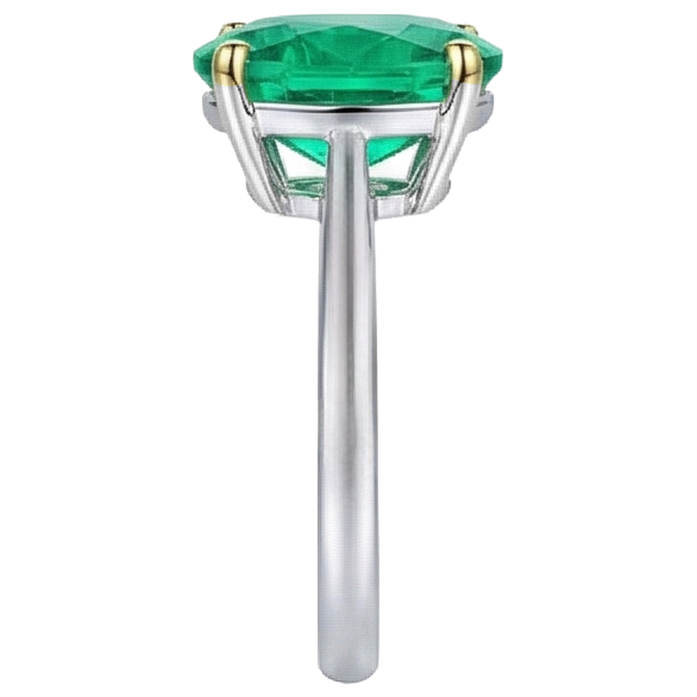 Natural Real ( Not Lab Grown ) Huge Oval Cut Green Emerald GIA Solitaire Ring