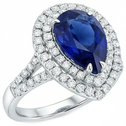 Natural Real ( Not Lab Grown )  Huge Sapphire Double Halo Ring