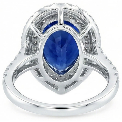 Natural Real ( Not Lab Grown )  Huge Sapphire Double Halo Ring
