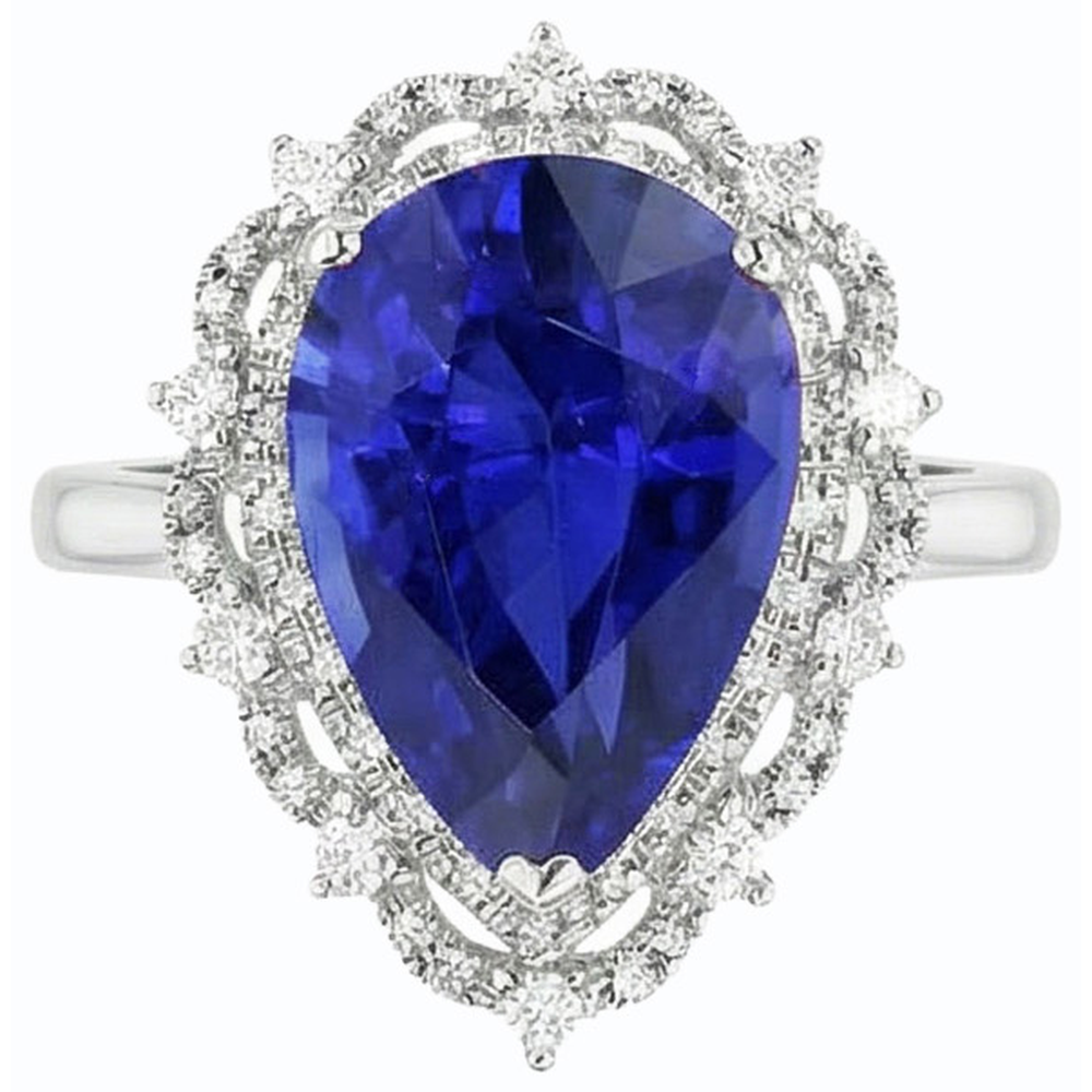 Huge Sapphire Natural Earth Mined Diamond Ring
