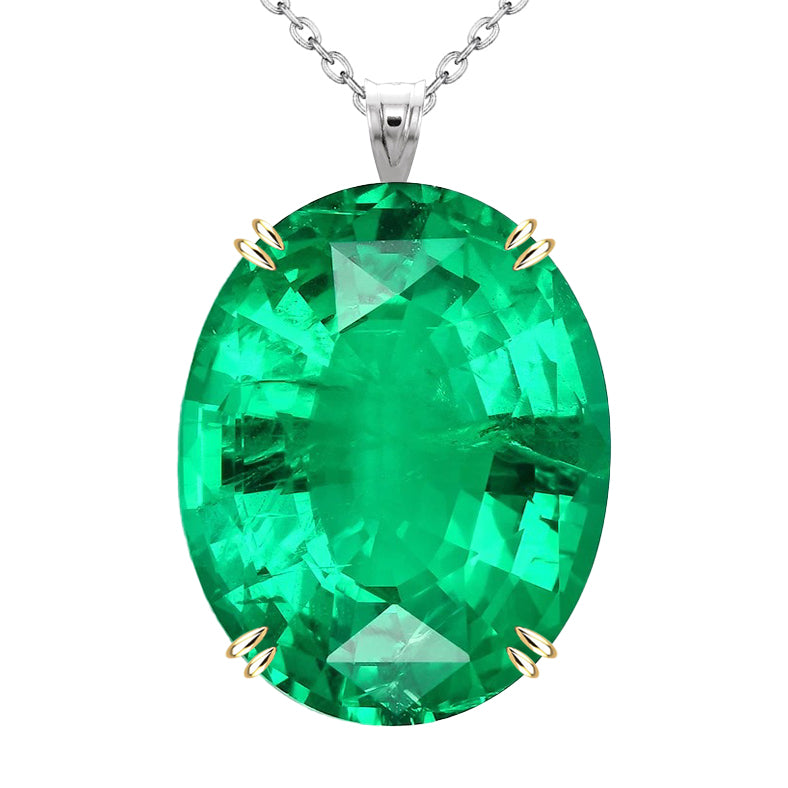 natural oval emerald 10.50ct pendant front view