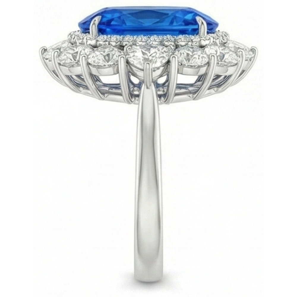 IGI CERTIFIED Huge Victorian Sapphire Halo Ring