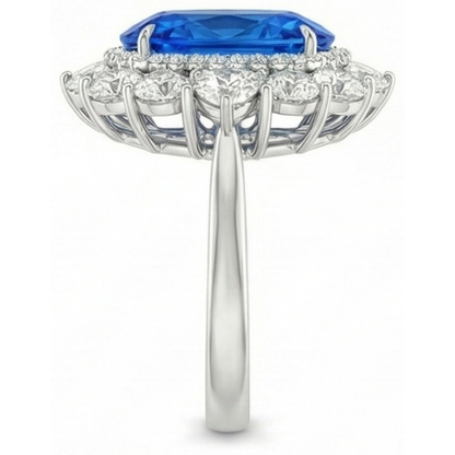IGI CERTIFIED Huge Victorian Sapphire Halo Ring