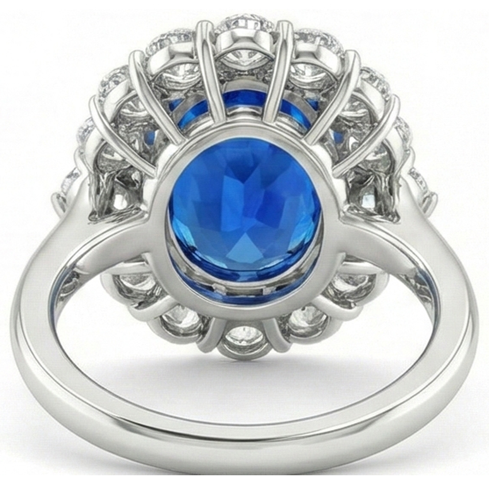 IGI CERTIFIED Huge Victorian Sapphire Halo Ring