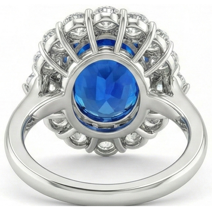IGI CERTIFIED Huge Victorian Sapphire Halo Ring