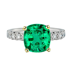 Natural Real ( Not Lab Grown ) Huge Cushion Green Emerald GIA Ring For Women