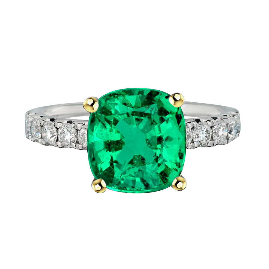 Huge Cushion Green Emerald Ring For Women