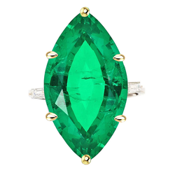 Natural Real ( Not Lab Grown ) Huge Green Emerald GIA Ring Marquise 3 Stone Jewelry