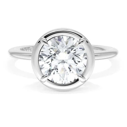 Huge Lab Grown Diamond Round Old Miner Solitaire Ring 4 Prong Set 7 Carats 14K Gold